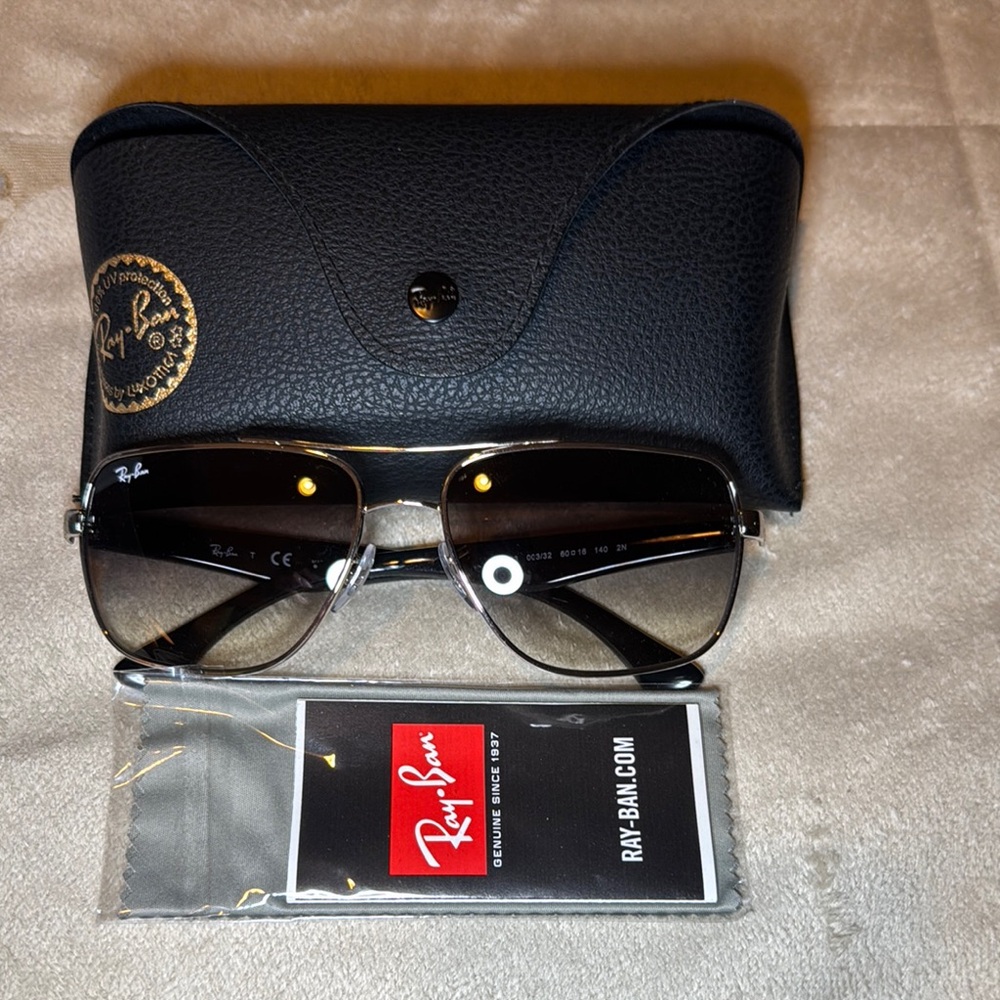 Ray-Ban Black and Silver Sunglasses with Case